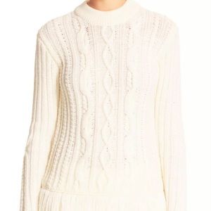 Tory Burch Valero Fringed Wool Sweater size M